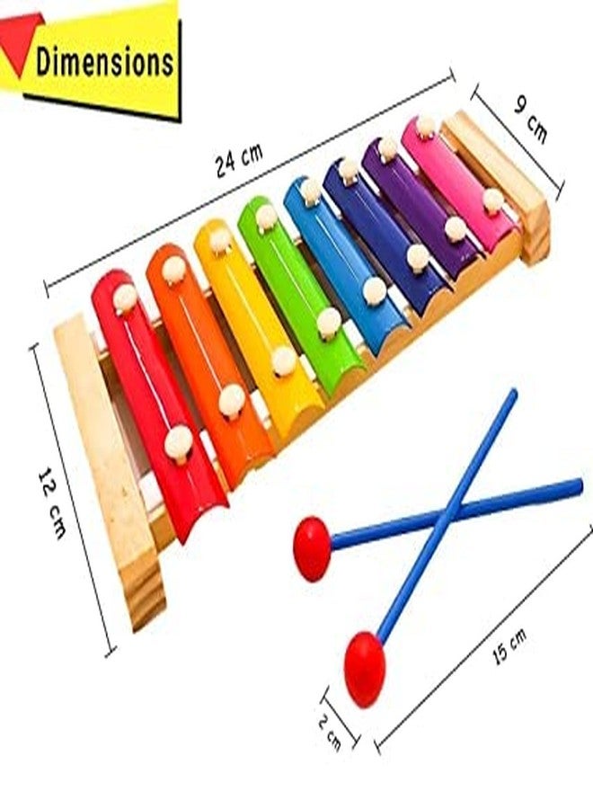 Shopfleet Guitar Shaped Wooden Xylophone 8 Notes (Big Size) Musical Sound Instrument Toy (Multicolor) - Image 2